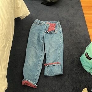 LL BEAN double lined flannel jeans